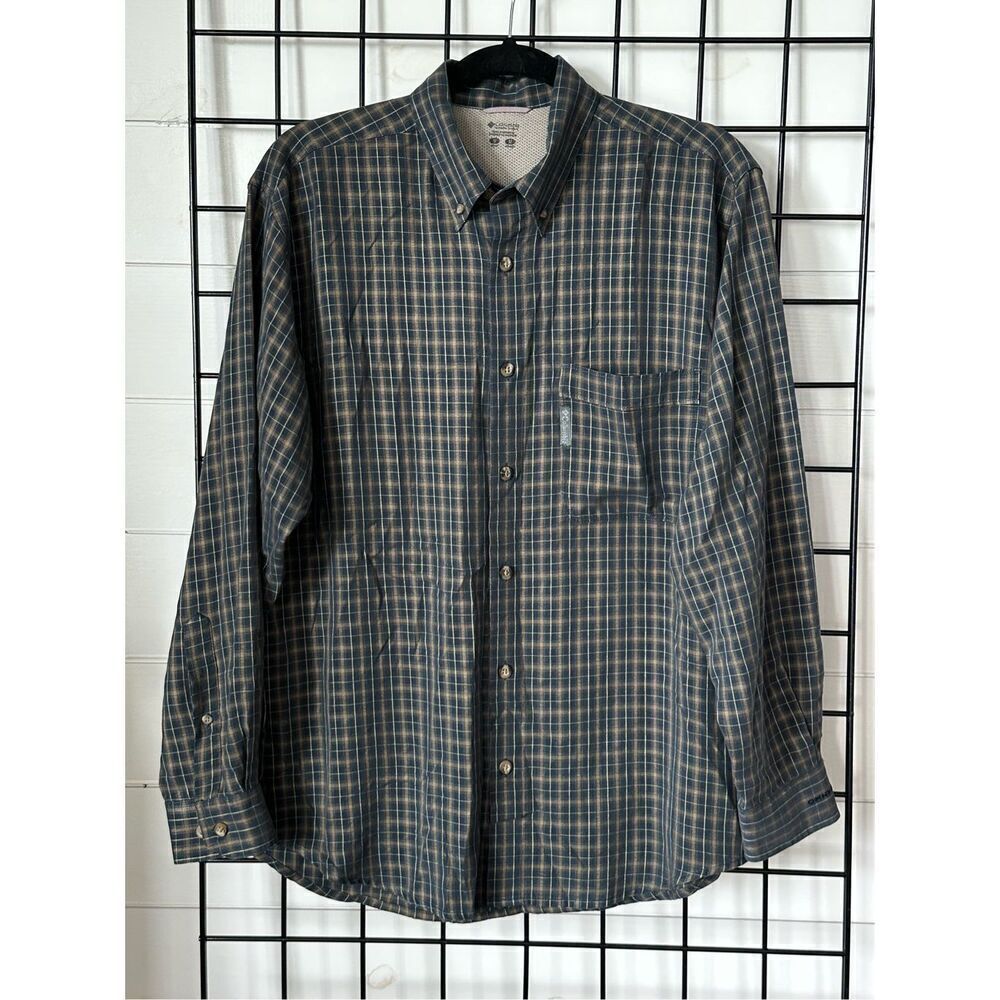 Columbia Omni-Shield Long Sleeve Plaid Button Up‎ Shirt Mens M Outdoor Fall Dad